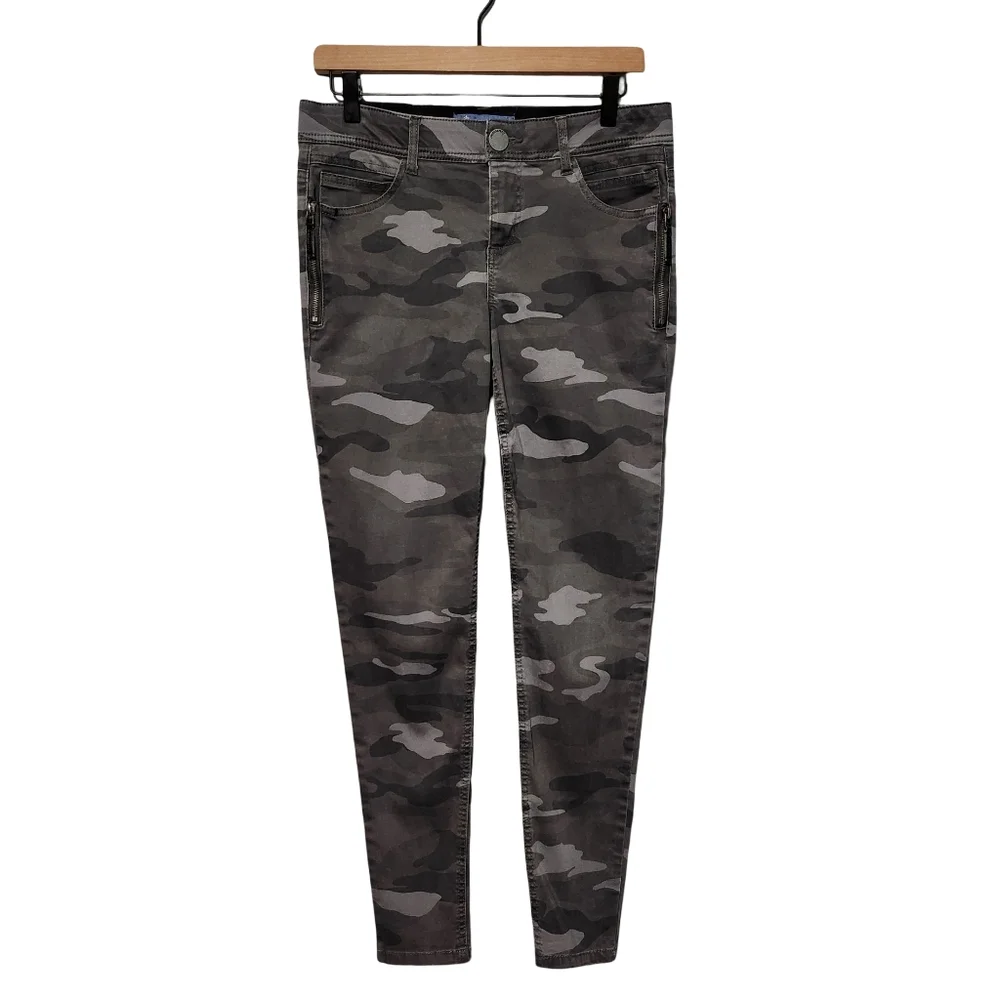 DEMOCRACY Absolution Womens Size 6 Gray Camo Skinny Pants Zipper Pockets Edgy - Picture 2 of 10